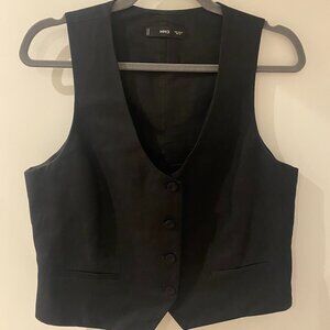 Mango, Black Cropped Vest, Size M